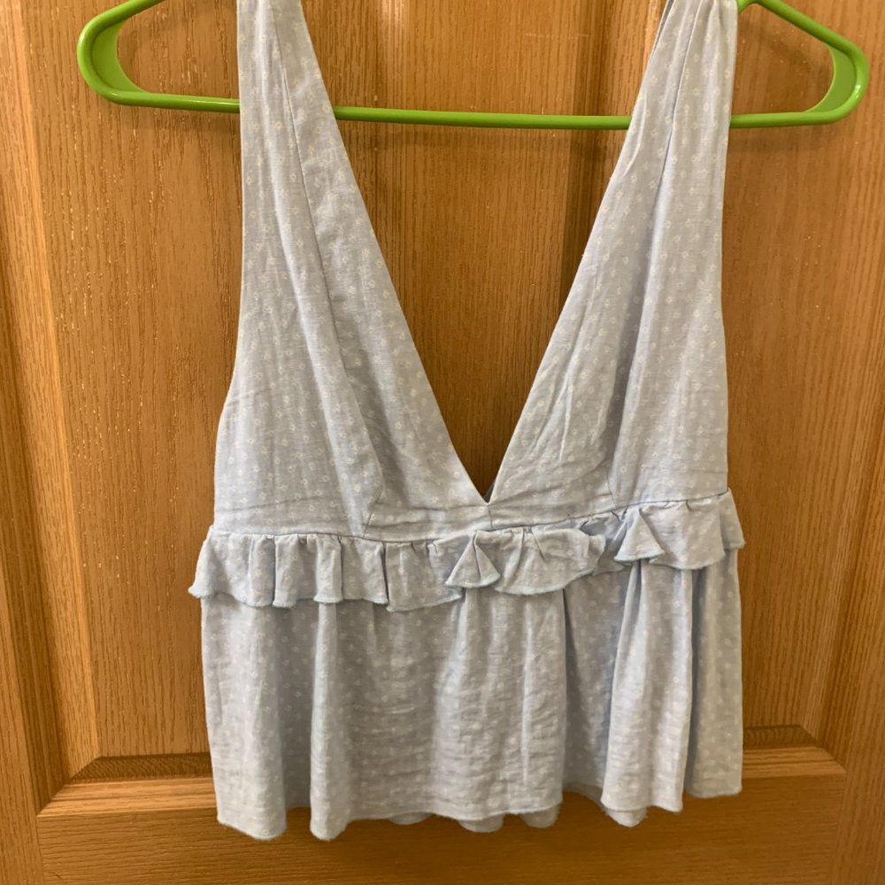 Urban Outfitter blue ruffle top